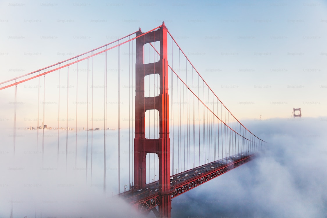 Silicon Valley skyline above clouds