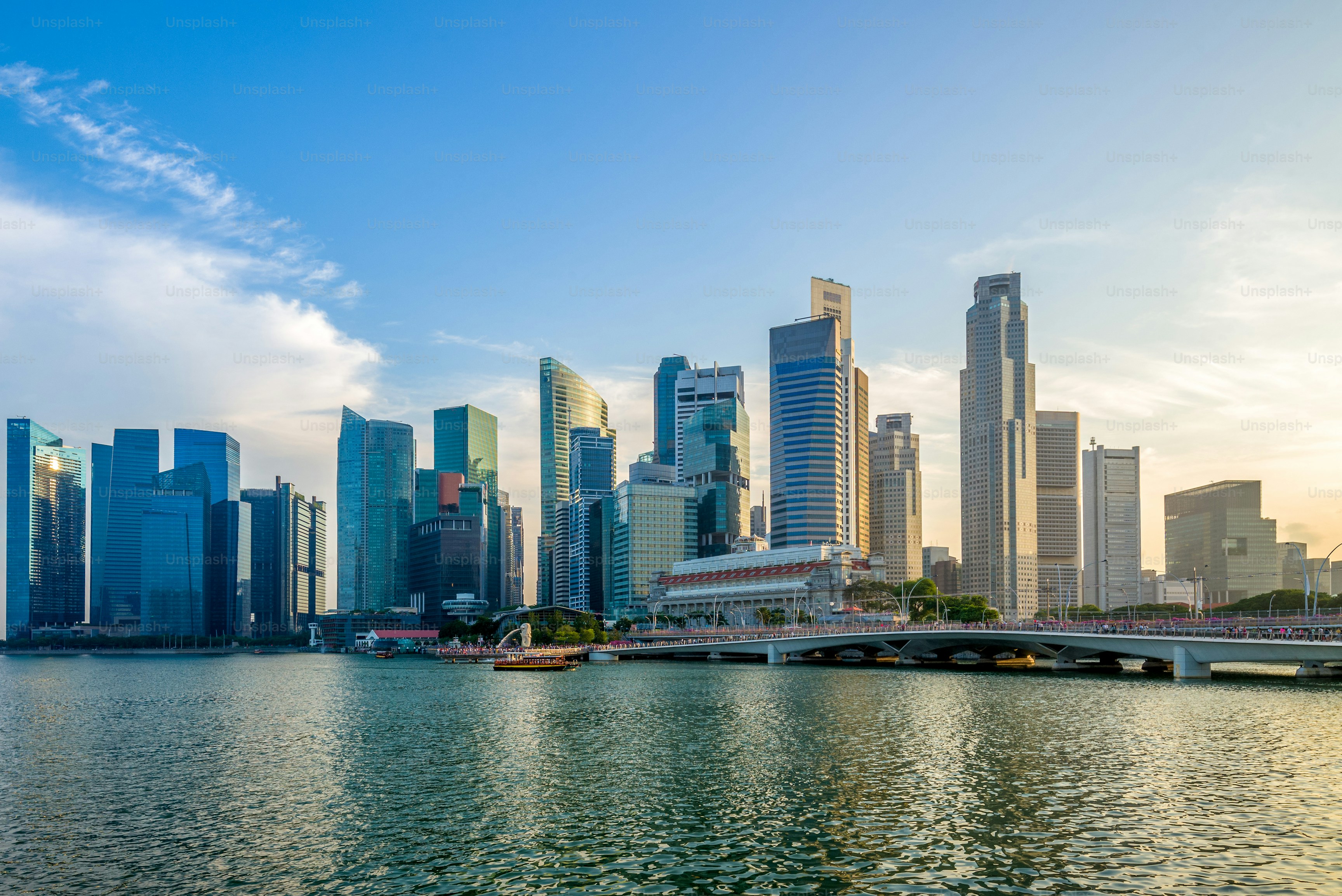 Singapore skyline at golden hour (Figma reference asset)